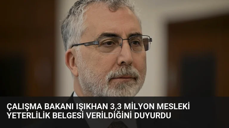 Çalışma Bakanı Işıkhan 3,3 Milyon Mesleki Yeterlilik Belgesi Verildiğini Duyurdu