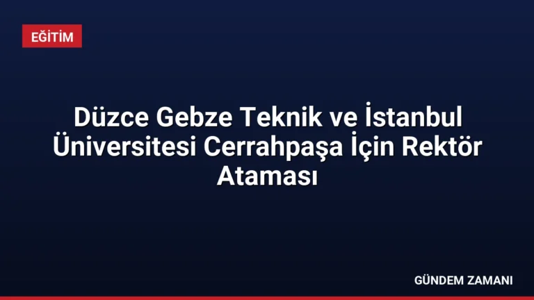 Düzce Gebze Teknik ve İstanbul Üniversitesi Cerrahpaşa İçin Rektör Ataması
