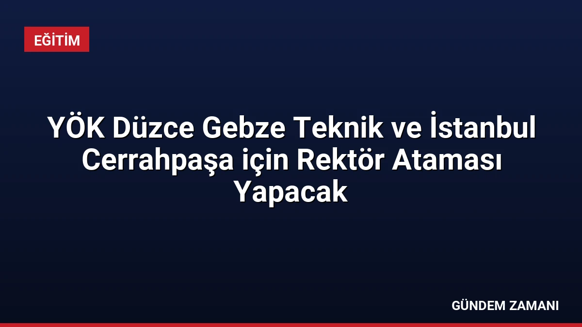 YÖK Düzce Gebze Teknik ve İstanbul Cerrahpaşa için Rektör Ataması Yapacak
