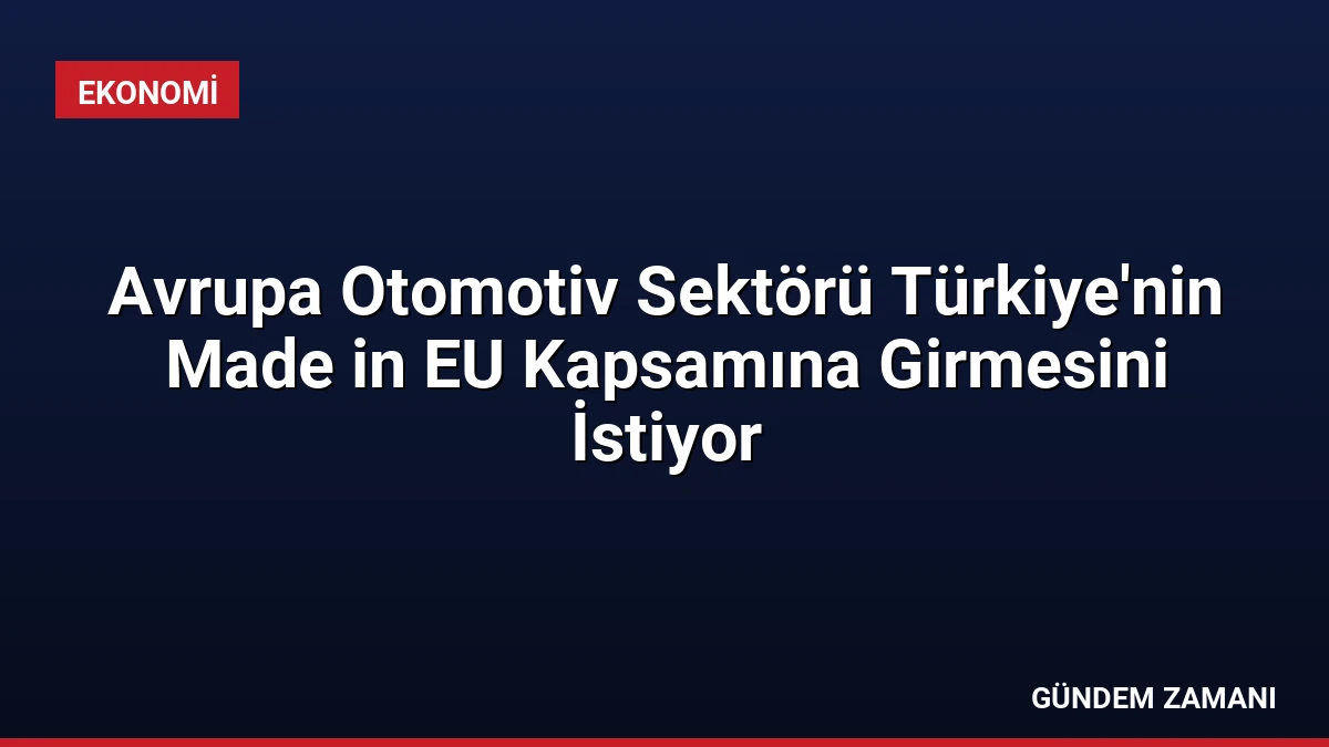 Avrupa Otomotiv Sektörü Türkiye’nin Made in EU Kapsamına Girmesini İstiyor