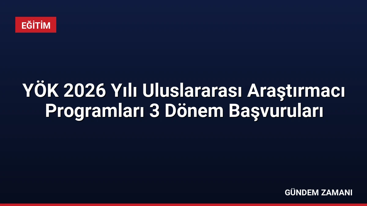 YÖK 2026 Yılı Uluslararası Araştırmacı Programları 3 Dönem Başvuruları