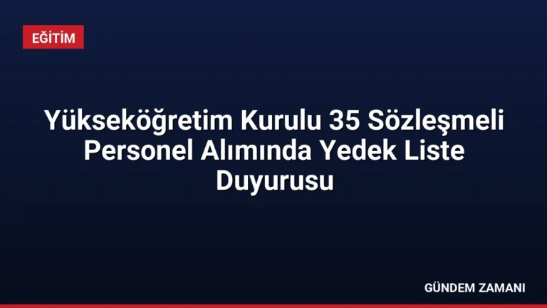 Yükseköğretim Kurulu 35 Sözleşmeli Personel Alımında Yedek Liste Duyurusu