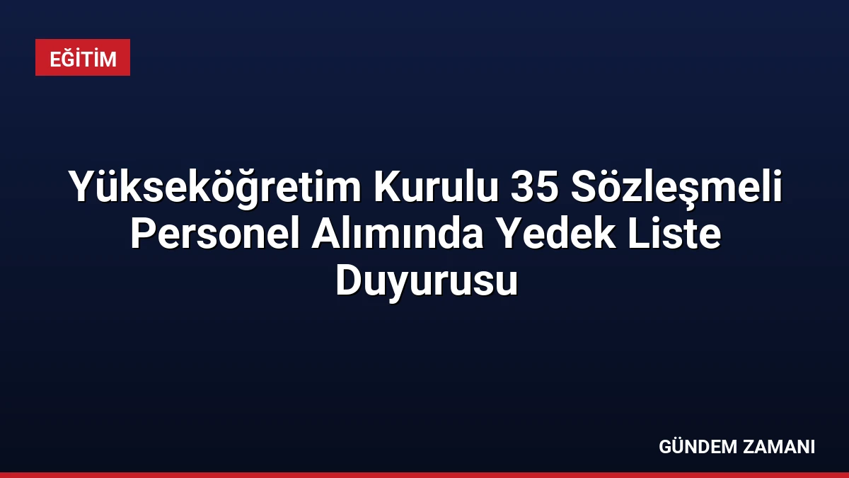 Yükseköğretim Kurulu 35 Sözleşmeli Personel Alımında Yedek Liste Duyurusu
