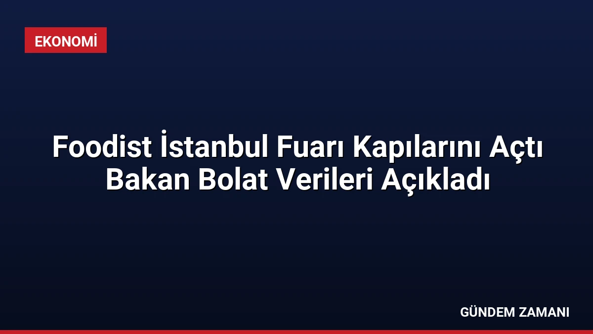 Foodist İstanbul Fuarı Kapılarını Açtı Bakan Bolat Verileri Açıkladı