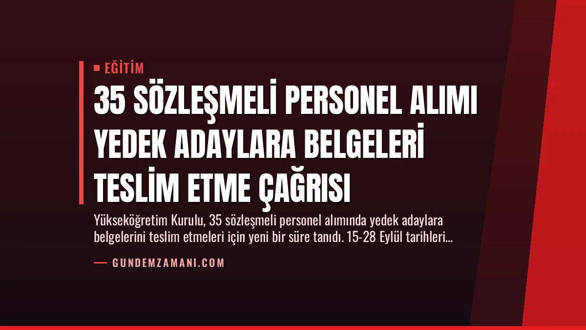 35 Sözleşmeli Personel Alımı Yedek Adaylara Belgeleri Teslim Etme Çağrısı