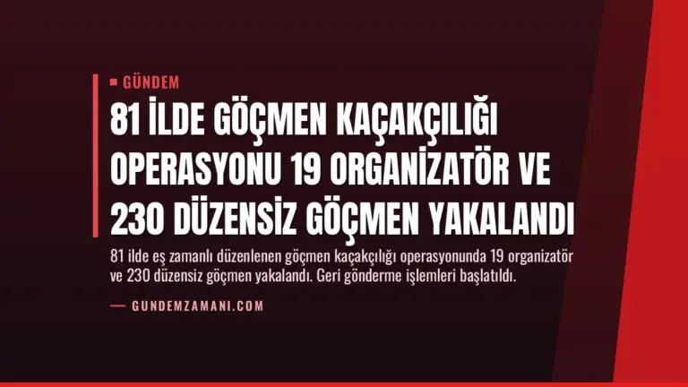 81 İlde Göçmen Kaçakçılığı Operasyonu 19 Organizatör ve 230 Düzensiz Göçmen Yakalandı