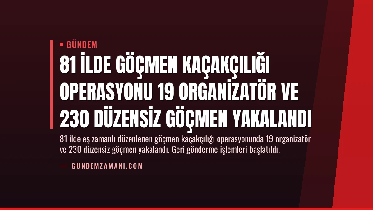 81 İlde Göçmen Kaçakçılığı Operasyonu 19 Organizatör ve 230 Düzensiz Göçmen Yakalandı
