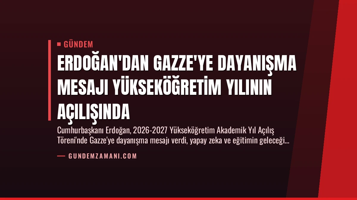 Erdoğan’dan Gazze’ye Dayanışma Mesajı Yükseköğretim Yılının Açılışında