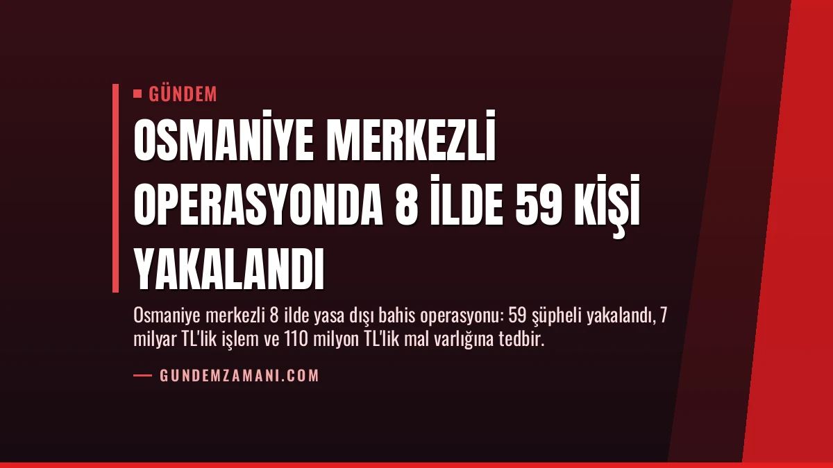 Osmaniye Merkezli Operasyonda 8 İlde 59 Kişi Yakalandı