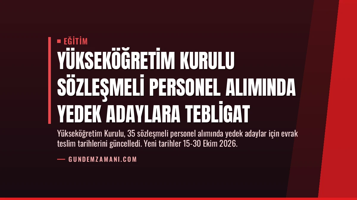 Yükseköğretim Kurulu Sözleşmeli Personel Alımında Yedek Adaylara Tebligat